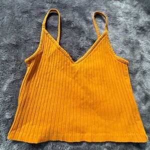 H&M Ribbed Camisole Crop Top- Mustard Yellow |Size S ⭐️⚠️